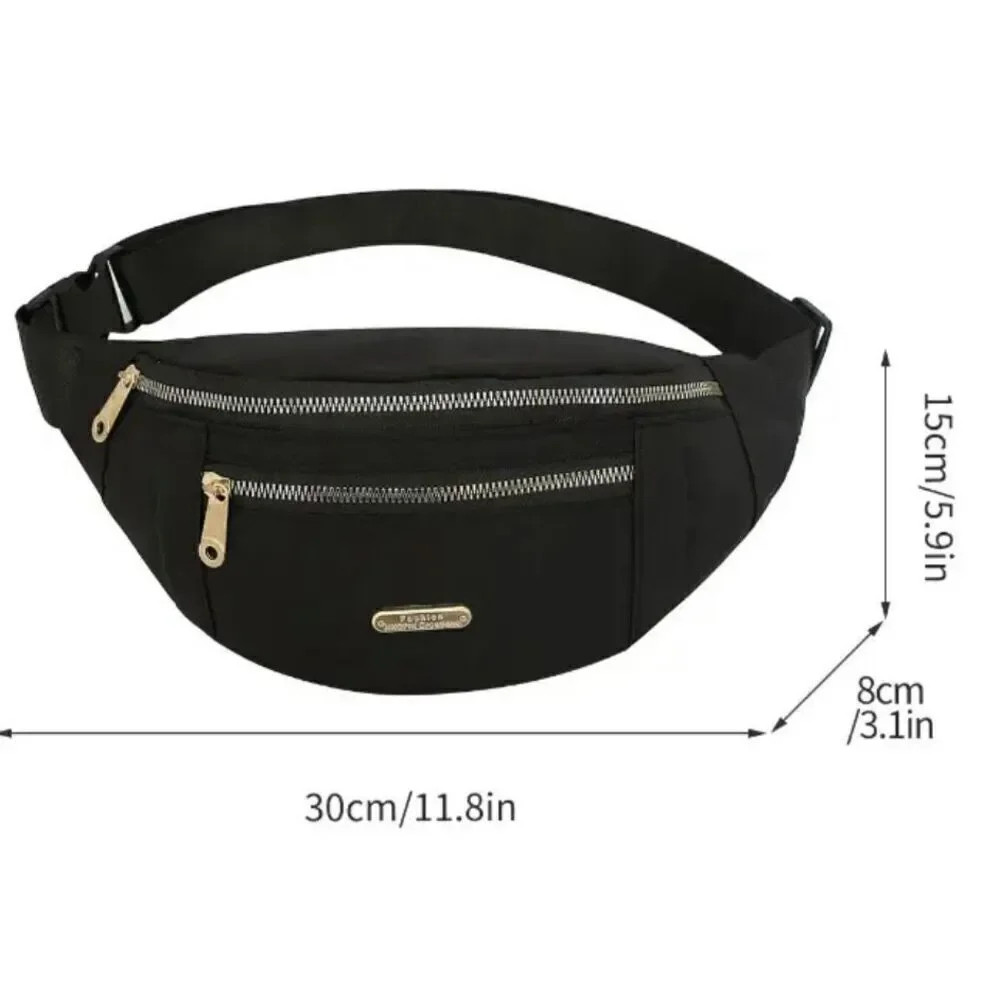NWT Gorgeous Grey Nylon Sling Bag Fanny Pack w Many Compartments double zipper
